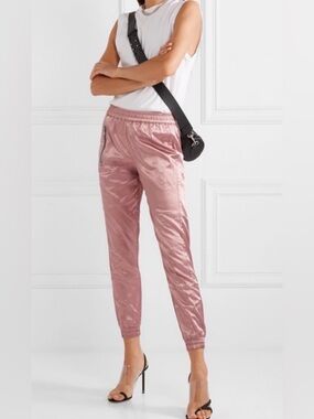 Revolve RtA Finn Satin Track Pants in Blush Size Small
